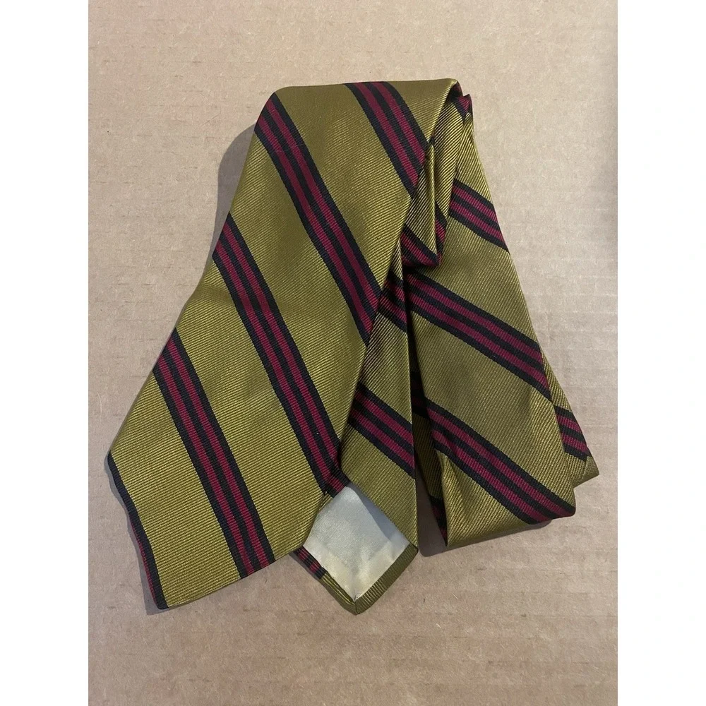 Brooks Brothers Yellow, Red & Blue‎ Striped Tie 100% Silk Men's Necktie 3 1/8
